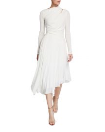 Halston Prisma Long-Sleeve Asymmetrical Jersey Dress at Neiman Marcus